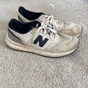 New Balance Beige and Black Lifestyle Sneakers